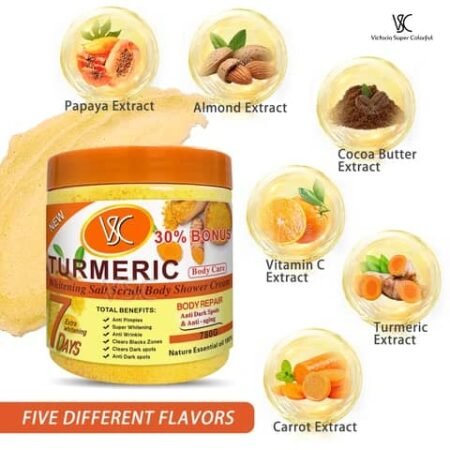 Gommage de corps aux extraits de papaye, cacao, vitamine C,tumeric et aux carottes.