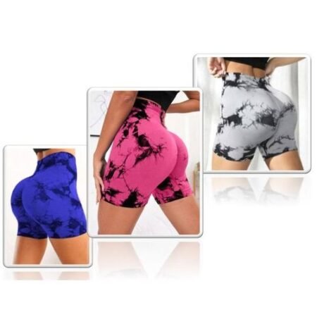 Short de sport pour femmes, push-up, teinture par nouage, vêtements d'entraînement, collants pour gros butin, shorts froissés sans couture, fitness, gym, course à pied
