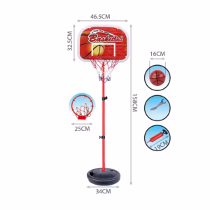 Jeu de basket Mini panier de basket-ball classique en mousse avec anneau en plastique et ballon, supports de basket-ball pour jeux d'intérieur et d'extérieur, basket-ball pour enfants