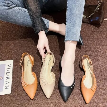 Sandales d'été en cristal pour femmes, chaussures à bout fermé, confortables, bon marché, pour bureau, formelles, à talons bas, nouvelle collection