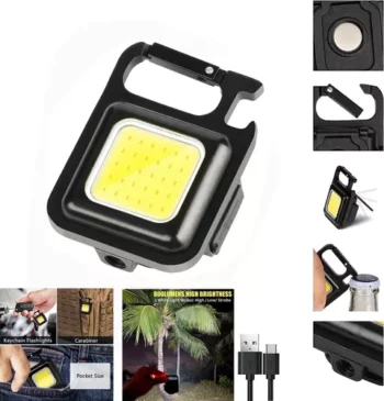 Mini ring light Lampe de poche LED rechargeable, lanternes porte-clés ouvre bierre