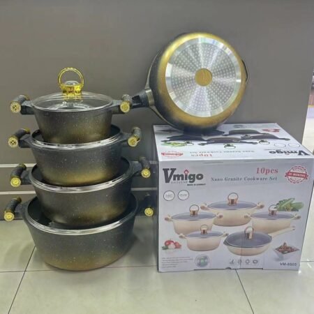 Lot de 5 Casseroles antiadhésives de luxe en granite classiques en aluminium Vmigo