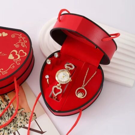 Ensemble de montres pour femmes, mode dames, Bracelet, pendentif, boucles d'oreilles, collier, costume, montre à Quartz, boîte cadeaux d'amour