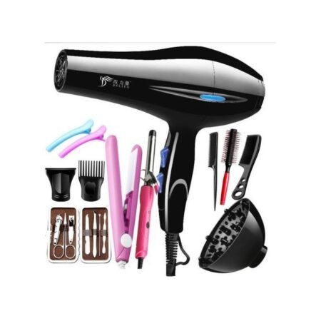Sèche-cheveux Domestique 2200W, 12 Pièces sèche-cheveux à séchage rapide, faible bruit avec 2 vitesses et 3 réglages de chaleur pour cheveux bouclés et raides