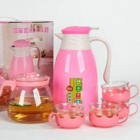 6PCS Isolation Thermos Pot Set Verre Liner Thé Bouilloire Ensemble Café Combinaison Cadeau Pot D'eau Avec 4 Tasse Pichet Ensemble