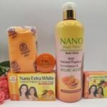 Gamme Nano white lait corporel super éclaircissant sans imperfection le lait corporel, savon, crème de visage
