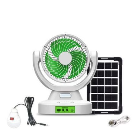 Ventilateur de table solaire 7 pouces avec panneau solaire AC DC ,Ventilateur silencieux rechargeable avec lumière LED