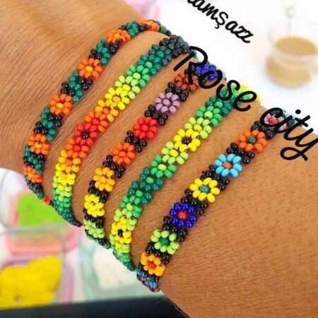 Bracelets en perle fleurie pour femmes et petites filles