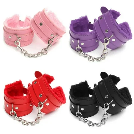 Menottes de bondage BDSM, contraintes d'esclave, menottes réglables en cuir PU et peluche, produits TFixol Living