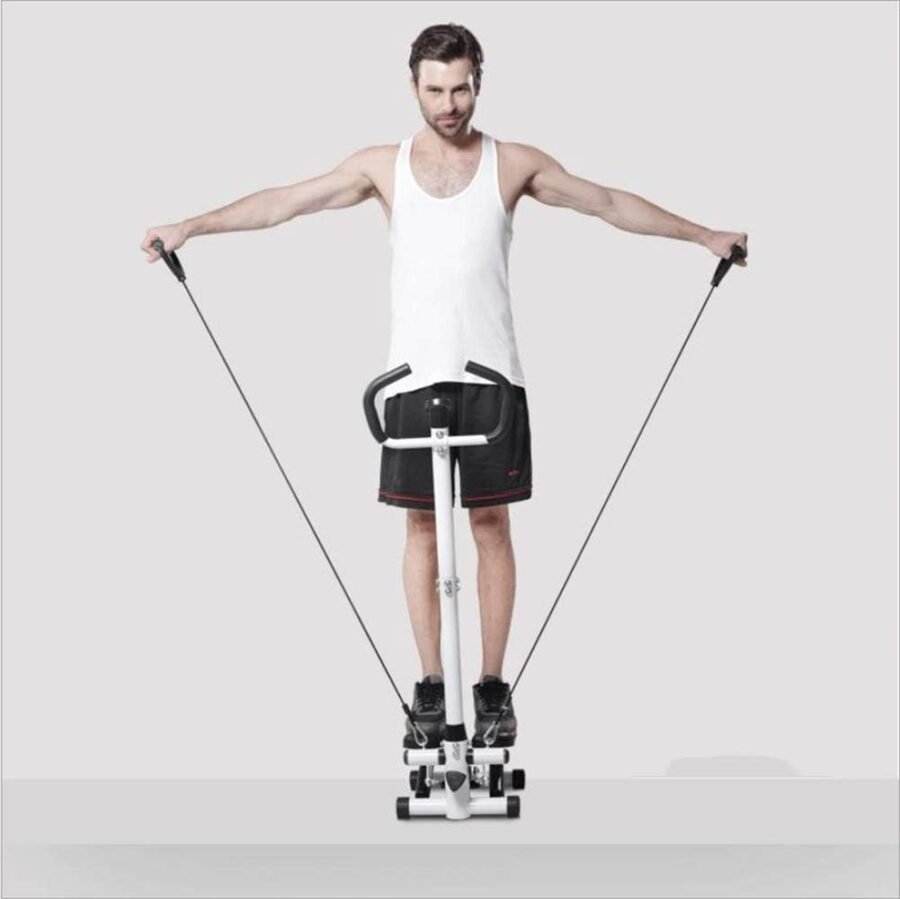 Mini Stepper Home Trainer, Pédale de pied, Stepper d'escalier avec écran LCD, appareil d'exercice avec bandes de résistance, pédales durables et confortables