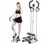 Mini Stepper Home Trainer, Pédale de pied, Stepper d’escalier avec écran LCD, appareil d’exercice avec bandes de résistance, pédales durables et confortables