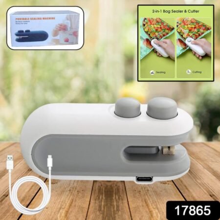 Mini scelleur et découpeuse de sachet portable avec chargement USB, thermoscellage et découpe 2 en 1 rechargeable, pour le stockage des aliments et des sacs de collation