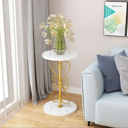 Table d'appoint de canapé en marbre de ménage Moderne, Table Basse de Chambre à Coucher et Table Basse de Chevet, avec trépied de Peinture doré à Haute température