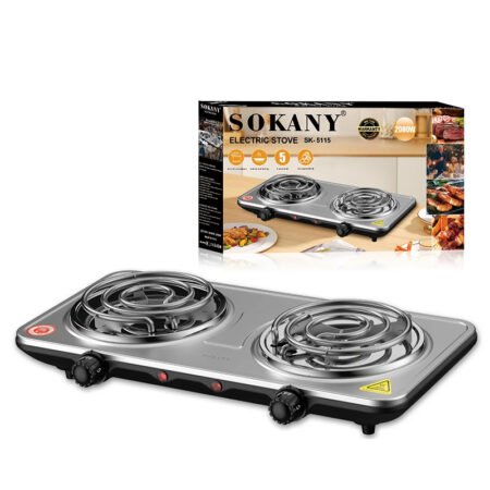 SOKANY SK-5115 Plaque de cuisson électrique multifonctionnelle à deux brûleurs 2000 W