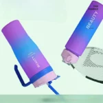 Gourde à paille de 2 L avec couvercle en plastique, 3 pièces, bleu