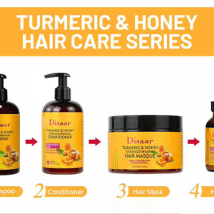 Gamme complète pour l'entretien et pousse cheveux aux tuméruc et miel