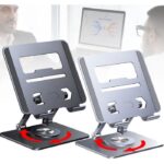 Support pour ordinateur portable en aluminium avec base rotative à 360 ° - Réglable en hauteur - Compatible avec les ordinateurs portables de moins de 17,3