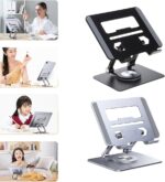 Support pour ordinateur portable en aluminium avec base rotative à 360 ° - Réglable en hauteur - Compatible avec les ordinateurs portables de moins de 17,3