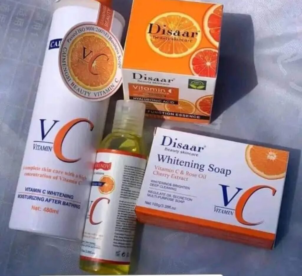 Gamme corporelle à la vitamine C lait de corps, huile,savon et crème