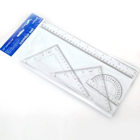 Set géométrique scolaire de 30 cm – règle, équerres et rapporteur de haute précision