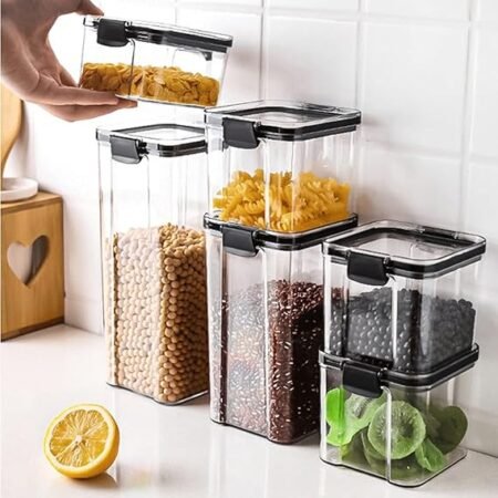 Boîte à céréales 7 PCS Céréales Conteneur Storage Set 7 Pièce Contenants En Plastique À L'air Avec Couvercle Facile Couvercle Empilable Conteneurs conteneur de nourriture FOOD STORAGE CONTAINERSET
