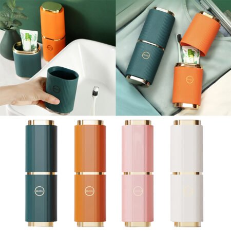 Porte Brosse delux en plastique avec bordure dorée très esthétique pour salle de bain et voyages Range brosse