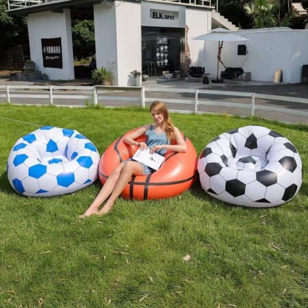 Fauteuil gonflable ballon de football asket Canapé gonflable, chaise avec pompe à air, canapé, salon, pour fête d'extérieur, voyage, plage, camping,