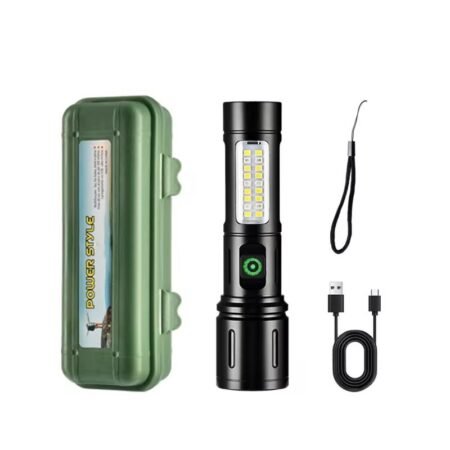 Lampe de poche Coast Flashlight, rechargeable, LED COB, haute luminosité, 7 modes d'éclairage, étanche IPX6, puissante lampe de poche portable pour camping, urgences à domicile