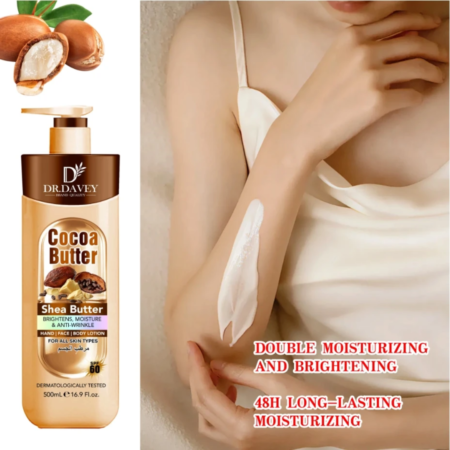 Lait corporel hydratant apaisant nourrissent de peau cocoa butter pour une peau caramel