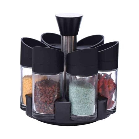 Ensemble de pots rotatifs en verre pour assaisonnements et condiments pour la cuisine