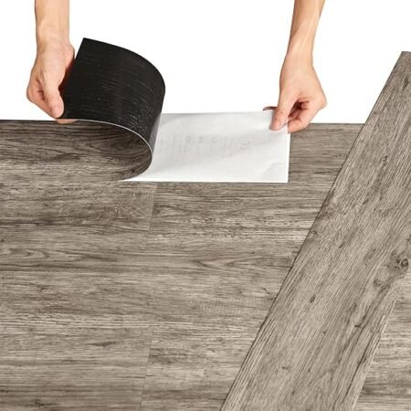 Revêtement de Sol Adhésif Lames Laminées PVC Vinyle Effet Naturel Compatible au Plancher Chauffant