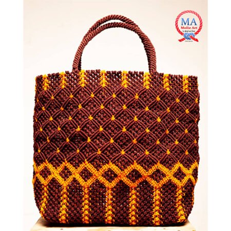 Sac tressé macramé bordeaux ambré