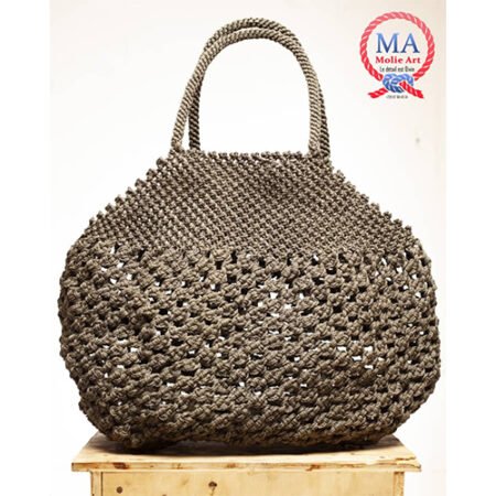 Sac tressé macramé cendre