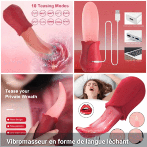 Vibromasseur vibrant en forme de langue léchant