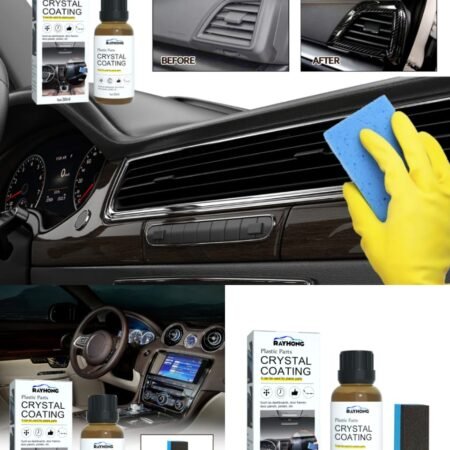 Revitalisant Rénovateur Plastique Intérieur Voiture RAYHONG, Traitement Crystal Coating pour Tableau de Bord et Garnitures, Protection Anti-UV Anti-Poussière, Restaure l'Éclat et la Couleur Originale, Effet Neuf Durable (30ml)