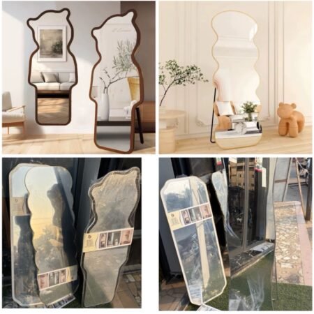 Miroir sur Pied Design Ondulé & Ours | Décoration Moderne Tendance pour Maison & Boutique