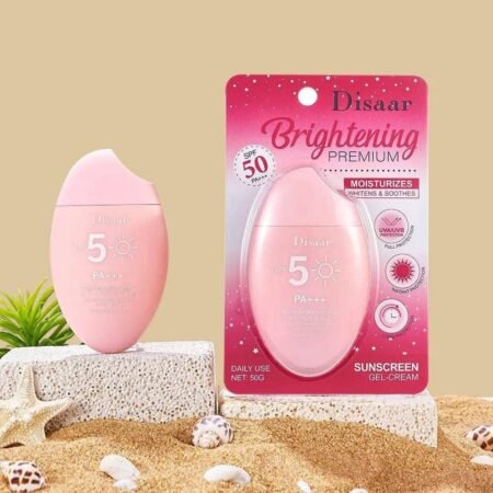 Crème Solaire Visage et Corps Disaar Brightening Premium SPF 50 PA+++, Gel-Crème Hydratant Éclaircissant Anti-UVB/UVA, Protection Solaire Quotidienne Longue Durée et Apaisante pour Peau Sensible 50g