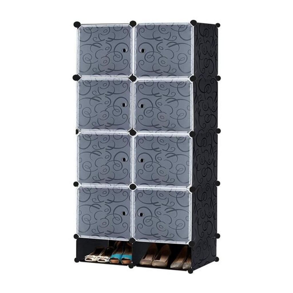 Armoire de Rangement Modulaire 10 Cubes, Dressing Portable Démontable pour Vêtements et Chaussures, Organisateur Multifonctionnel Gain de Place, Étagère Cubique Design avec Portes Anti-Poussière