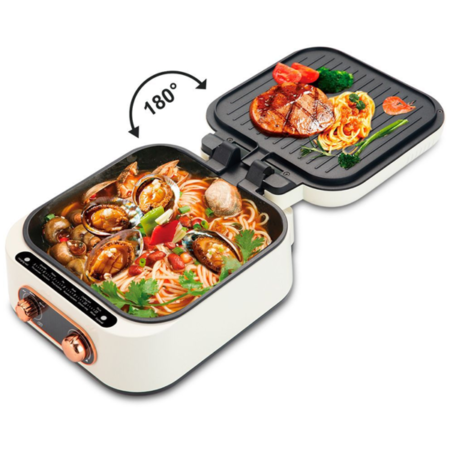 Multi-cuiseur Électrique 2-en-1 RAF R 5409, Hot Pot et Grill Barbecue Réversible 180°, Appareil de Cuisson Polyvalent pour Mijoter, Griller et Rôtir, Idéal Repas Familiaux et Conviviaux