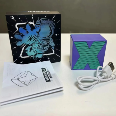 Ouffer Bluetooth Portable Sans Fil Design Cube, Haut-Parleur Compact Stéréo pour Musique Immersive, Connectivité Universelle, Idéale Voyage et Maison (Violet/Vert)