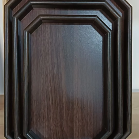 Set de 3 Plateaux de Service Octogonaux en Bois Foncé, Plateaux Décoratifs Gigognes pour Présentation Élégante, Rangement et Organisation Polyvalente, Design Moderne et Robuste