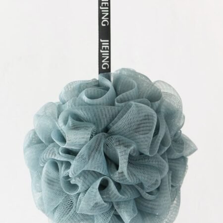 Fleur de Douche Exfoliante JIEJING, Éponge de Bain Moussante pour Peau Douce et Propre, Loofah Corporel en Maille Douce avec Lanière Suspendue, Accessoire d'Hygiène Quotidienne