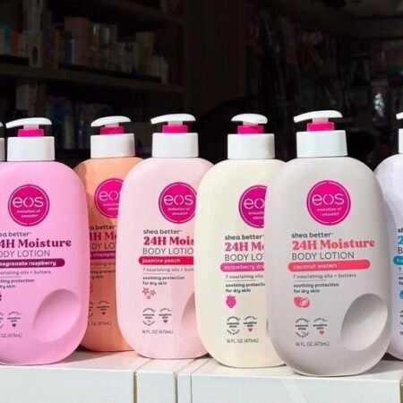 EOS Shea Better 24H Moisture Body Lotion Hydratante Intense, Lait Corporel Nourrissant 24h pour Peaux Sèches et Sensibles, Crème Soin Apaisante aux 7 Huiles et Beurre de Karité Naturel, Formule Non Grasse 473ml (Multi-Parfums)