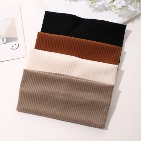 Bandeau Cheveux Côtelé Stretch pour Femme, Accessoire de Mode Polyvalent et Confortable, Serre-Tête Tissu Élastique pour Coiffure Quotidienne et Sport, Lot de Couleurs Neutres