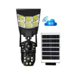 Factory Wholesale 4MP WiFi Solar Street Light Camera Waterproof Remote Control V380 PRO Two Way Audio Intercom LED Lighting CCTV