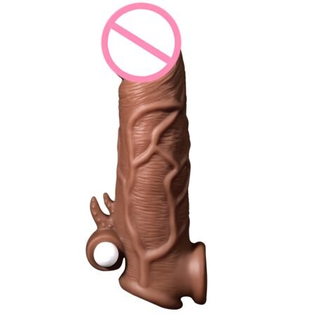 Gaine à pénis vibrant pour allonger le pénis avec ine sensation réaliste en silicone