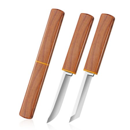 Double Couteaux de Précision Multifonction avec Étui en Bois, Outil de Sculpture et Découpe Fine, Lames Aiguisées pour Artisanat, Cuisine et Modélisme, Robuste et Ergonomique