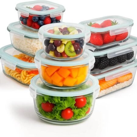 Boîtes de Conservation Alimentaire en Verre Hermétiques, Récipients Multi-Tailles pour Préparation de Repas et Stockage, Garde la Fraîcheur, Compatibles Micro-ondes, Four, Congélateur et Lave-vaisselle