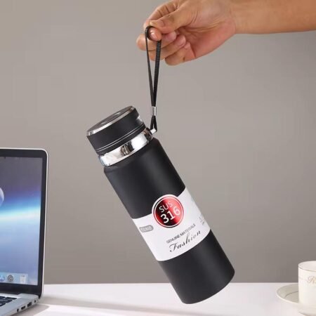 Thermos Isotherme en Acier Inoxydable SUS 316, Gourde Thermique Double Paroi 500ml/750ml, Maintien Chaud/Froid Longue Durée, Anti-Fuite avec Sangle de Transport pour Sport, Bureau et Voyage