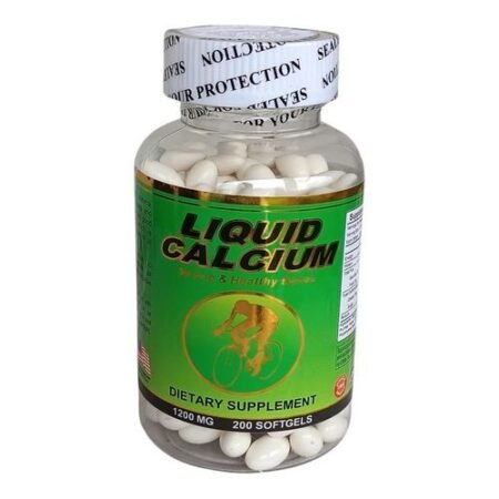 Calcium Liquide 1200mg pour Os Solides et Dents Saines, Complément Alimentaire en Gélules Molles, Soutien Articulaire et Prévention de l'Ostéoporose, 200 Softgels